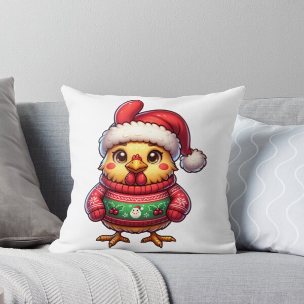 Item preview, Cartoon Chicken Wearing Christmas Sweater designed and sold by StephanieBrock.