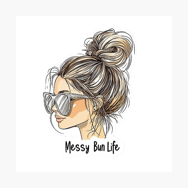 Item preview, Messy Bun Life Sticker for Trendy and Relaxed Vibes designed and sold by Liseri.