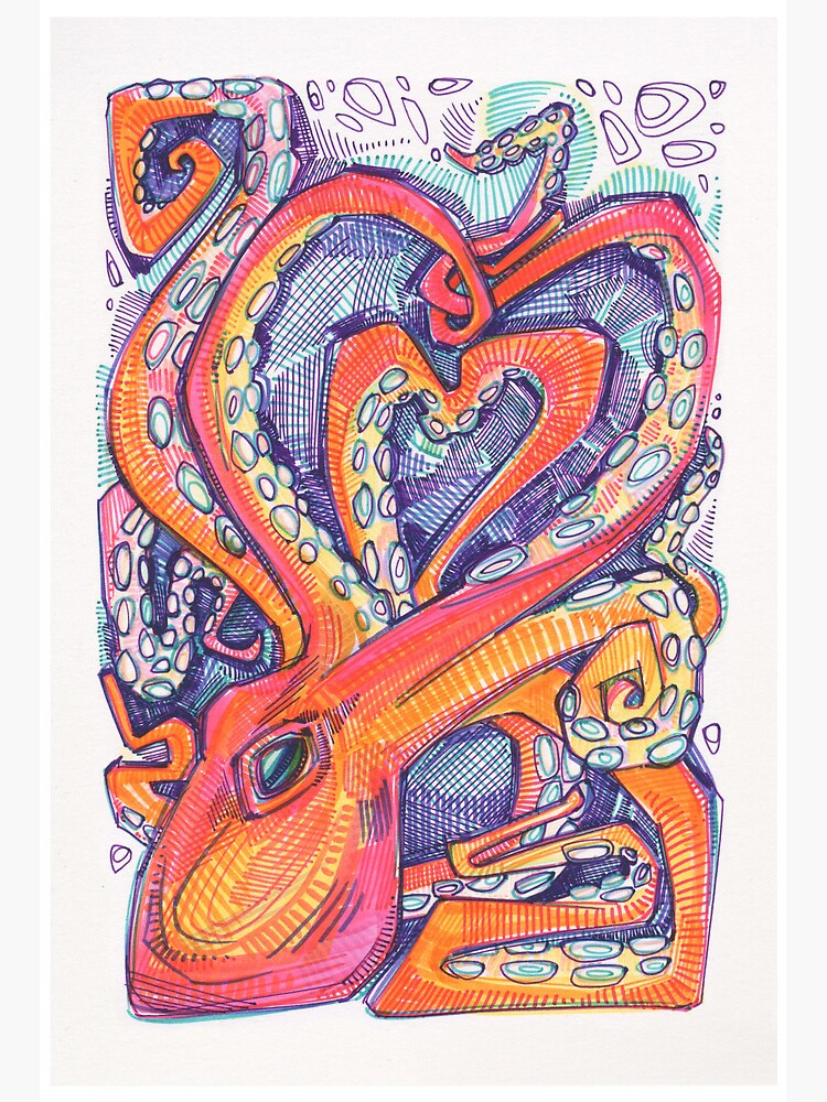 Thumbnail 2 of 2, Art Board Print, Octopus Heart designed and sold by gwennpaints.