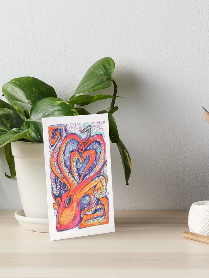 Thumbnail 1 of 2, Art Board Print, Octopus Heart designed and sold by gwennpaints.