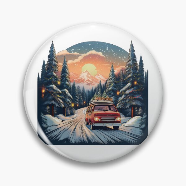 Item preview, Retro Christmas trip – Vintage car in snowy winter landscape for festive adventures designed and sold by pod24.