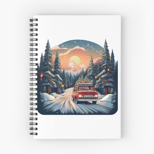 Item preview, Retro Christmas trip – Vintage car in snowy winter landscape for festive adventures designed and sold by pod24.
