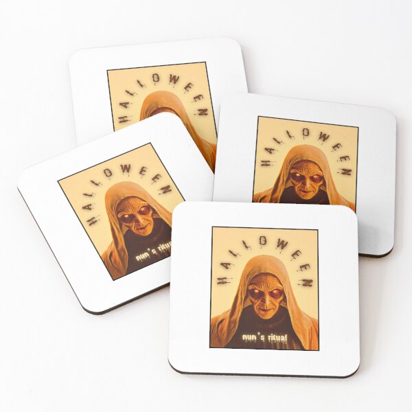 Item preview, Halloween, nun's ritual, orange artwork with scary portrait designed and sold by silent-violin.