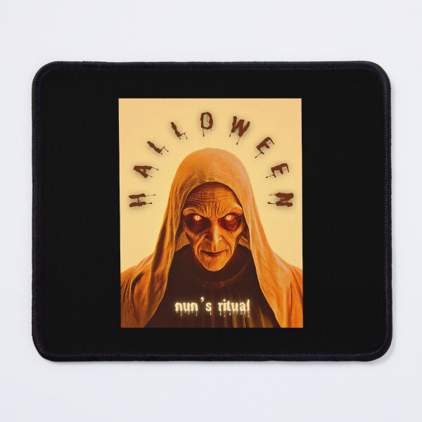 Item preview, Halloween, nun's ritual, orange artwork with scary portrait designed and sold by silent-violin.