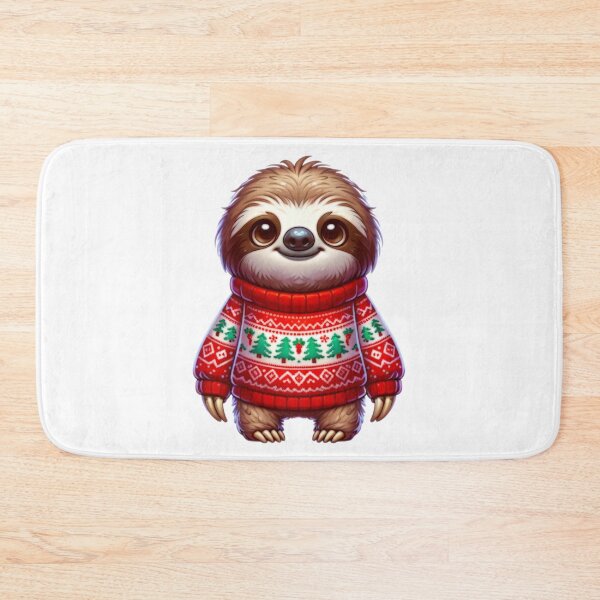 Item preview, Cartoon Sloth Wearing Christmas Sweater designed and sold by BassHeadMomma.