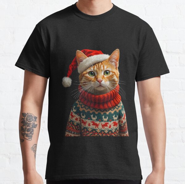 Item preview,  Ginger cat ugly sweater  Christmas hat   designed and sold by TeeARTHY.