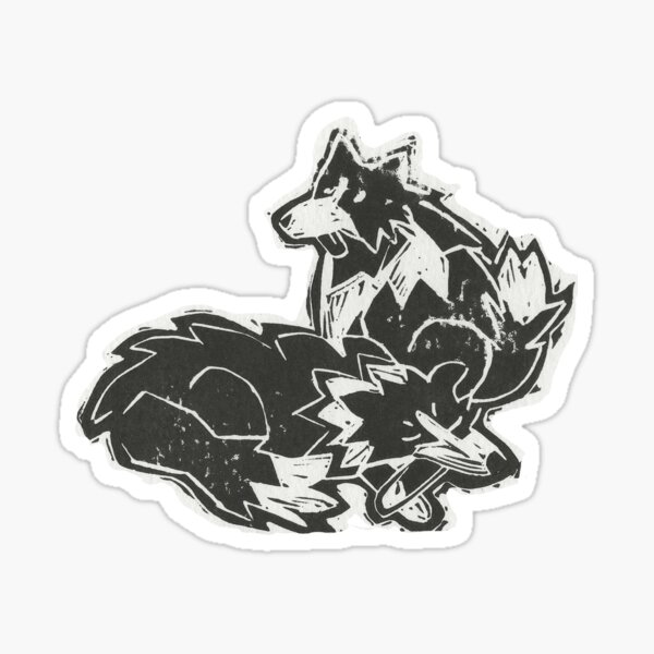 Two Dogs Linocut Sticker