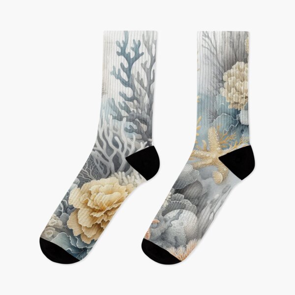 Item preview, Beige Blue Coral Reef Beachy Sealife Coastal designed and sold by SeaStarAlex.