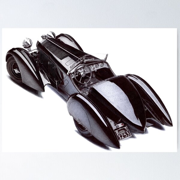 Item preview, 1930 Mercedes-Benz 710 SSK Trossi Roadster. designed and sold by Car drawings by Pavlo Scherbatyuk.
