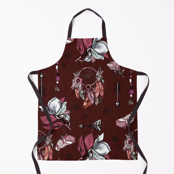 Item preview, Boho Dreamcatchers and Floral Elegance Pattern: A rich burgundy background featuring dreamcatchers, feathers, arrows designed and sold by Anastasiia Yurevych.
