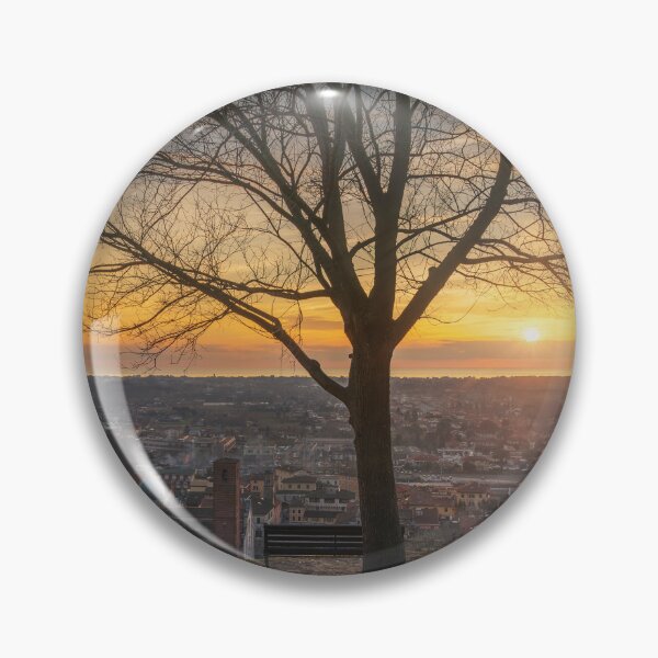 Item preview, Tree, a bench and Pietrasanta panoramic view at sunset, Italy designed and sold by Stefano Orazzini.