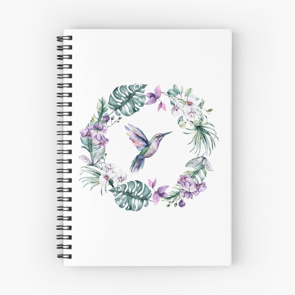 Item preview, Watercolor Hummingbird in Floral Wreath  designed and sold by ANewGlory.