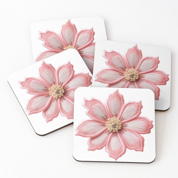 Item preview, Embroidered Flower - Pink - White designed and sold by FoxfireStardust.