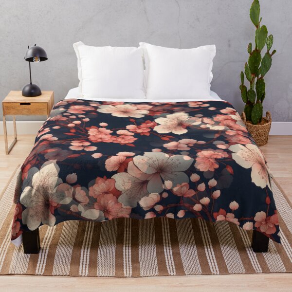 Item preview, Japanese Kimono Pattern, red navy blue and pink Cherry Blossom Sakura  Fabric designed and sold by patterncrow.