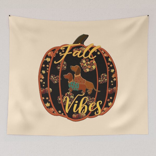 Item preview, Dachshund Fall Vibes Pumpkin from the Dachshund Fall Vibes Dark Collection designed and sold by VibeHiveThreads.