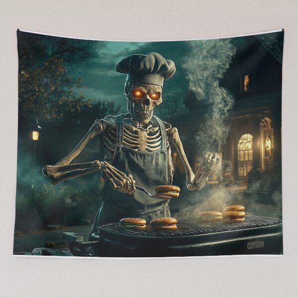 Item preview, Backyard BBQ Skeleton: Haunted Night Grilling designed and sold by lylange.