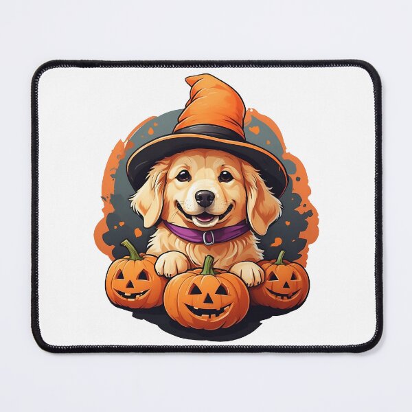 Item preview, Golden Retriever Witch Sitting on Pumpkins designed and sold by juglow95.