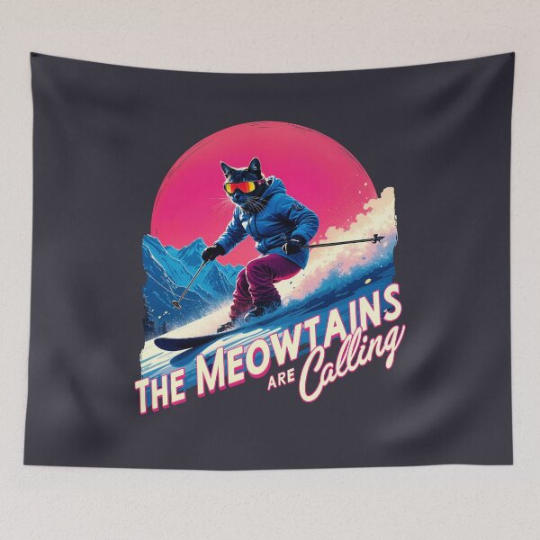 Item preview, The Meowtines Are Calling Cat Skiing designed and sold by wowwowmeow.