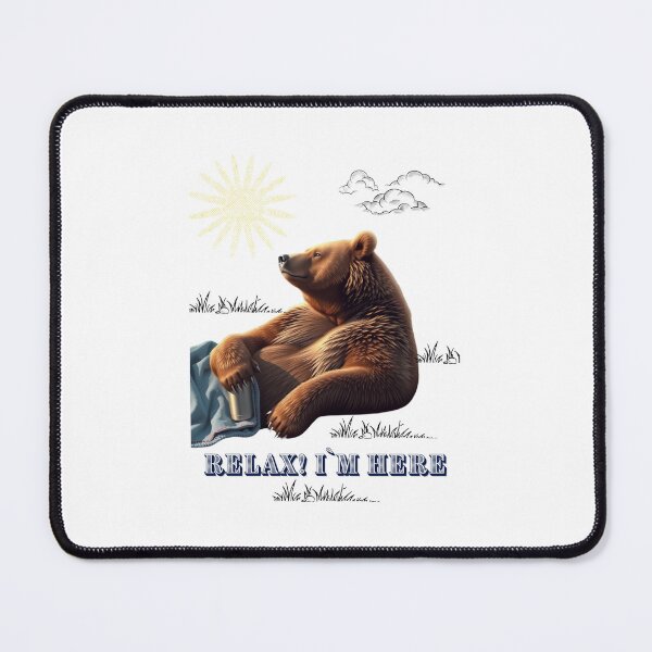 Item preview, Relax I`m here bear lying with camping thermosbottle designed and sold by GinnyGi.