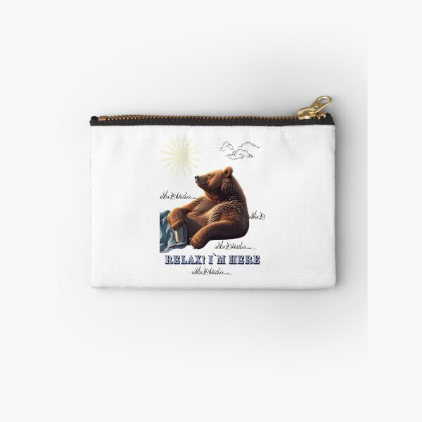 Item preview, Relax I`m here bear lying with camping thermosbottle designed and sold by GinnyGi.
