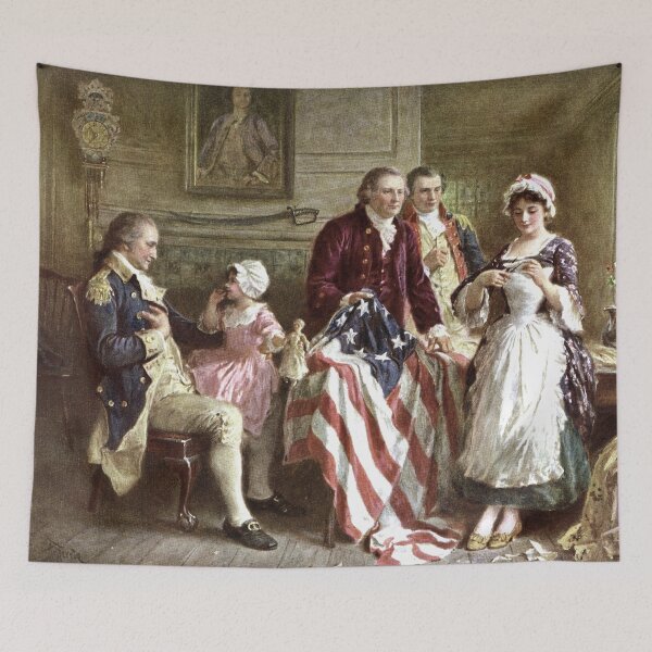Item preview, Betsy Ross Sewing the American Flag, 1777, by Jean Leon Gerome Ferris designed and sold by Meliara Prints.