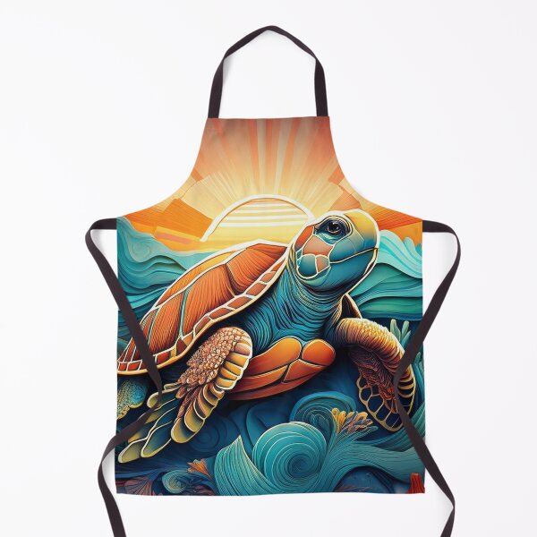 Item preview, Sea Turtle Sunset and Waves Retro Vintage Turtle Artwork designed and sold by Mandeville Photography.