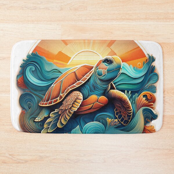 Item preview, Sea Turtle Sunset and Waves Retro Vintage Turtle Artwork designed and sold by Mandeville Photography.