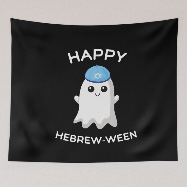 Item preview, Happy Hebrew-Ween Funny Jewish Ghost Halloween Saying designed and sold by SharpThreadZ.