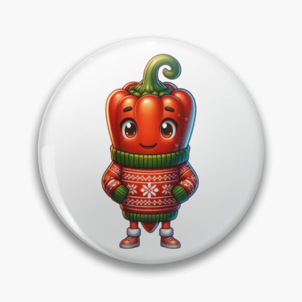 Item preview, Cartoon Chilli Pepper Wearing Christmas Sweater designed and sold by BassHeadMomma.