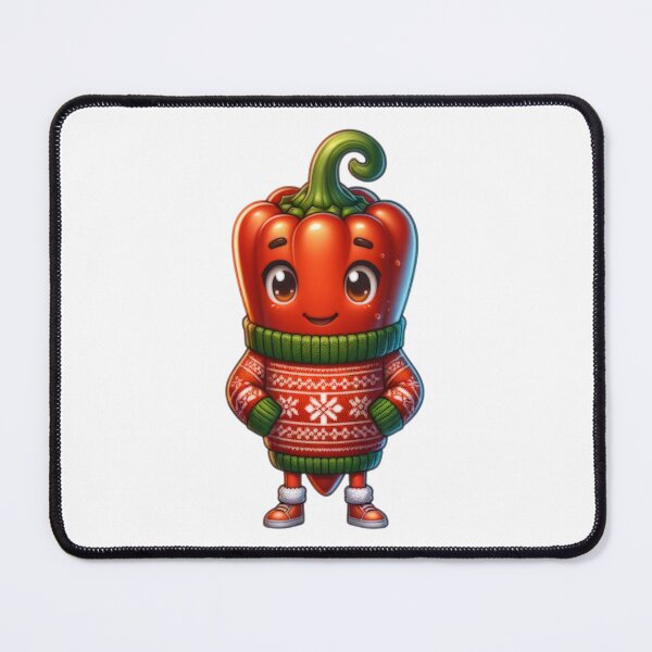 Item preview, Cartoon Chilli Pepper Wearing Christmas Sweater designed and sold by BassHeadMomma.