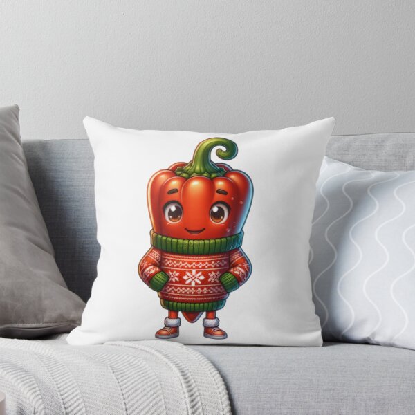 Item preview, Cartoon Chilli Pepper Wearing Christmas Sweater designed and sold by BassHeadMomma.