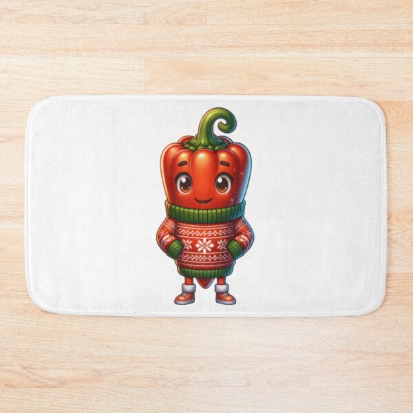 Item preview, Cartoon Chilli Pepper Wearing Christmas Sweater designed and sold by BassHeadMomma.