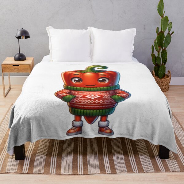 Item preview, Cartoon Chilli Pepper Wearing Christmas Sweater designed and sold by BassHeadMomma.