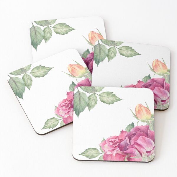 Item preview, Watercolor Roses Corner Composition designed and sold by Flowersforbear.