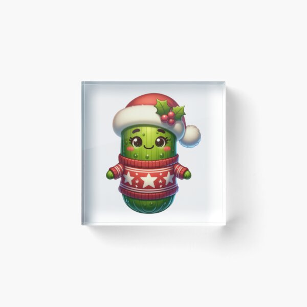 Item preview, Cartoon Pickle Wearing Christmas Sweater designed and sold by StephanieBrock.