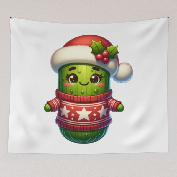 Item preview, Cartoon Pickle Wearing Christmas Sweater designed and sold by BassHeadMomma.