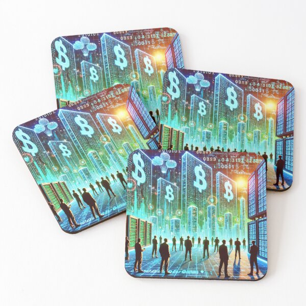 Item preview, A satirical and surreal image of a futuristic world where people are standing in front of large screens, with their financial worth measured in data designed and sold by Bored Elon.
