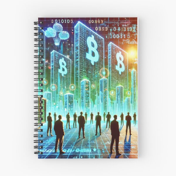 Item preview, A satirical and surreal image of a futuristic world where people are standing in front of large screens, with their financial worth measured in data designed and sold by Bored Elon.