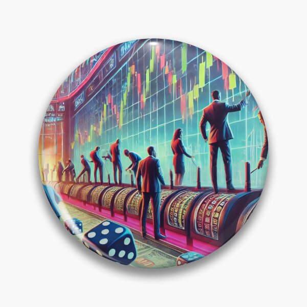 Item preview, A satirical and surreal image of a high-stakes financial casino, where wealthy figures in suits roll dice and place bets on stock market symbols designed and sold by Bored Elon.
