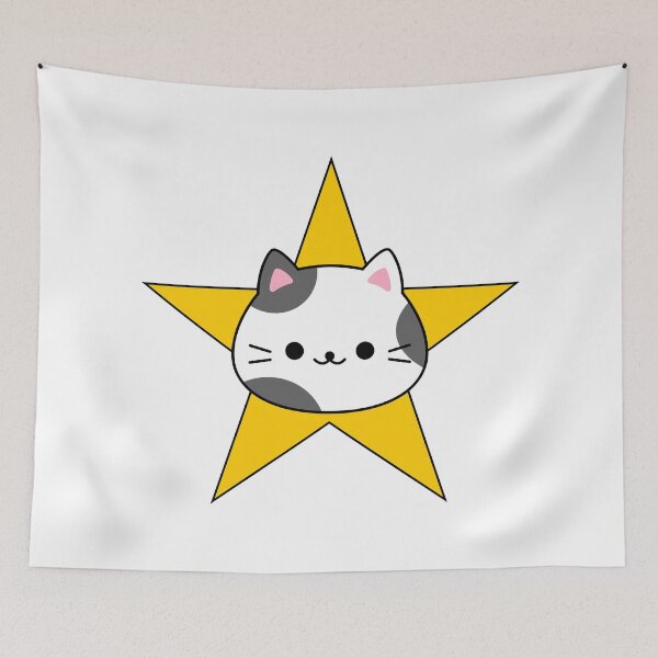 Item preview, STAR CAT, CUTE GREY  AND WHITE CAT STAR designed and sold by larissa-myrie.