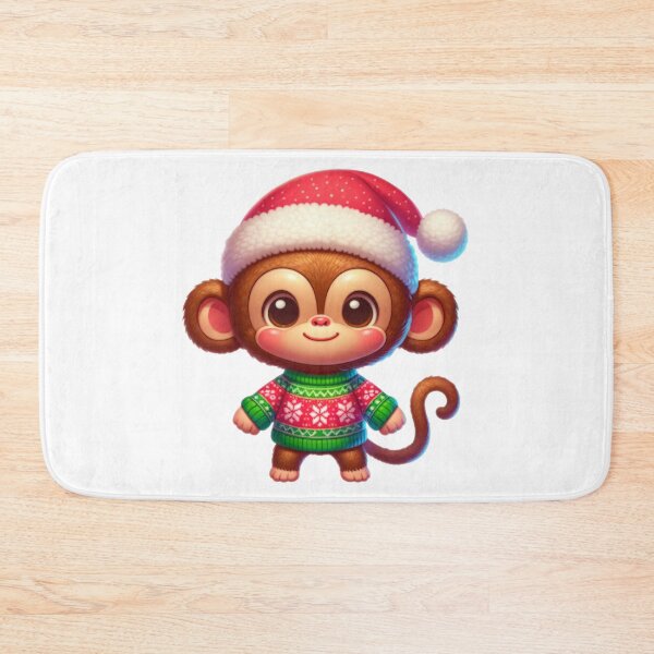 Item preview, Cartoon Monkey Wearing Christmas Sweater designed and sold by BassHeadMomma.