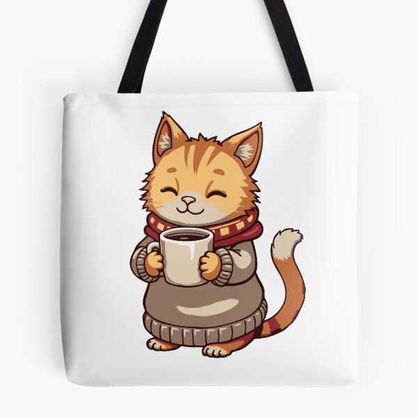 Item preview, Sweater weather cat drinking coffee designed and sold by OlvadDesigns.