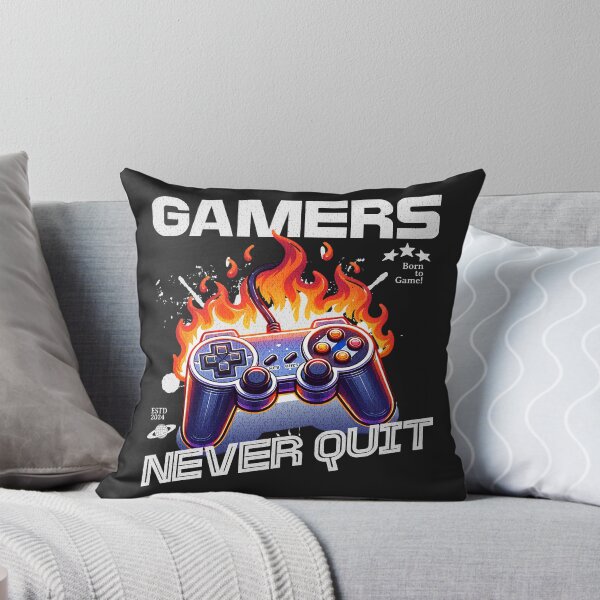 Item preview, Gamers Never Quit, Controller in Flames for Gaming Fans designed and sold by Mariana Piana.