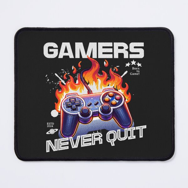 Item preview, Gamers Never Quit, Controller in Flames for Gaming Fans designed and sold by Mariana Piana.