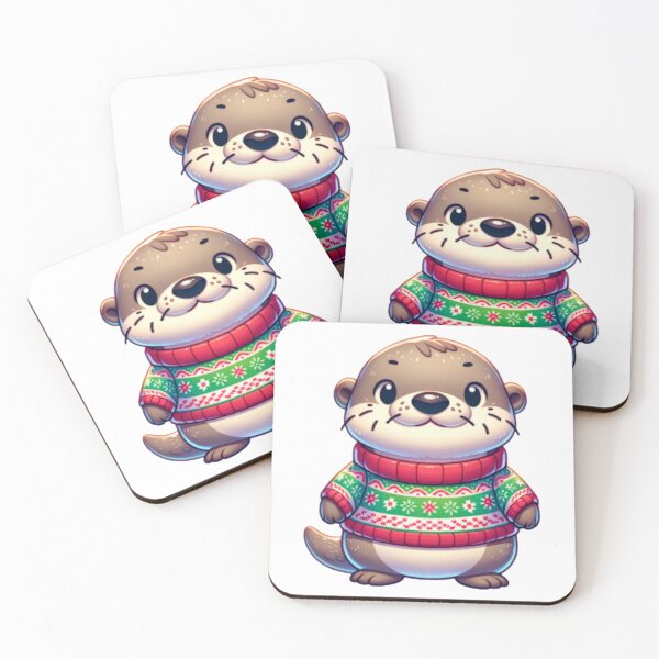 Item preview, Cartoon Otter Wearing Christmas Sweater designed and sold by BassHeadMomma.