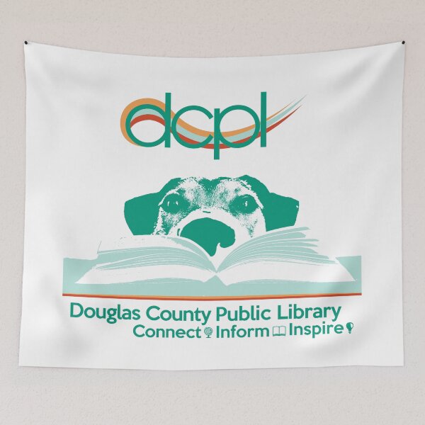 Item preview, DCPL Dog and Book designed and sold by Douglas County Public Library.