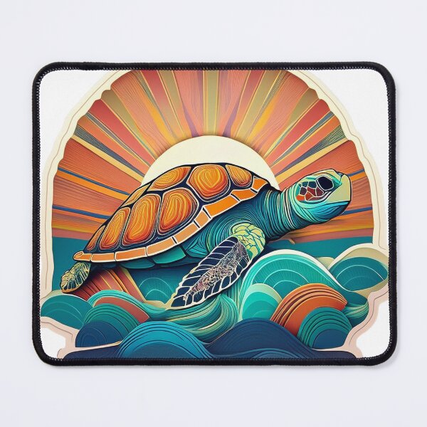 Item preview, Sea Turtle Sunset and Waves Retro Vintage Turtle Artwork designed and sold by Mandeville Photography.