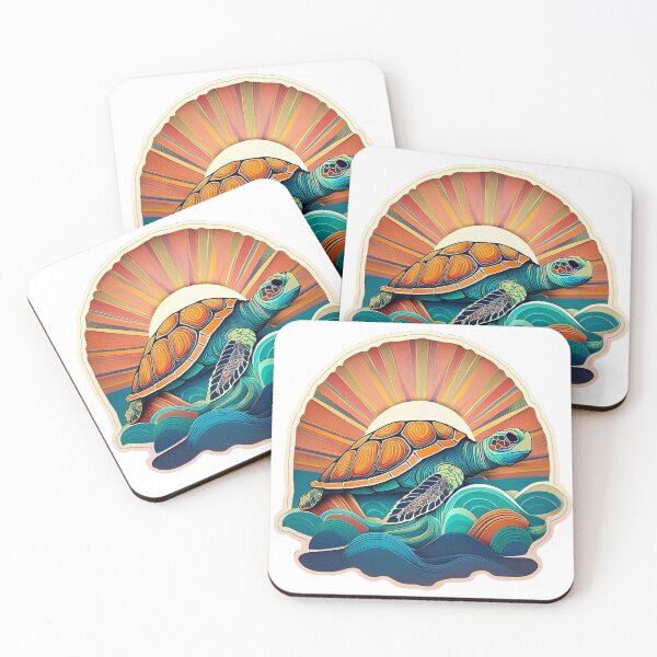 Item preview, Sea Turtle Sunset and Waves Retro Vintage Turtle Artwork designed and sold by Mandeville Photography.