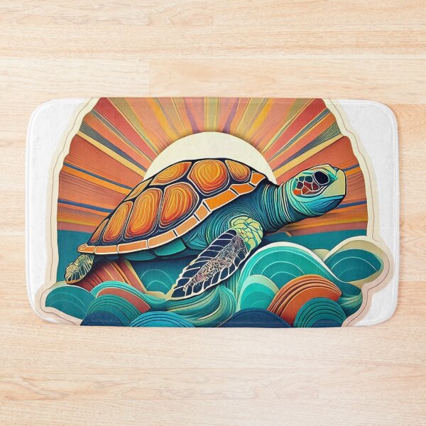 Item preview, Sea Turtle Sunset and Waves Retro Vintage Turtle Artwork designed and sold by Mandeville Photography.