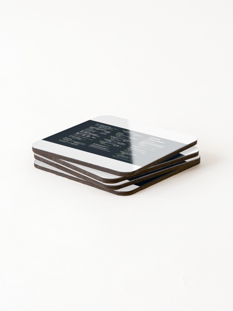 Thumbnail 4 of 5, Coasters (Set of 4), Python _Cheat Sheet designed and sold by DecoLab.